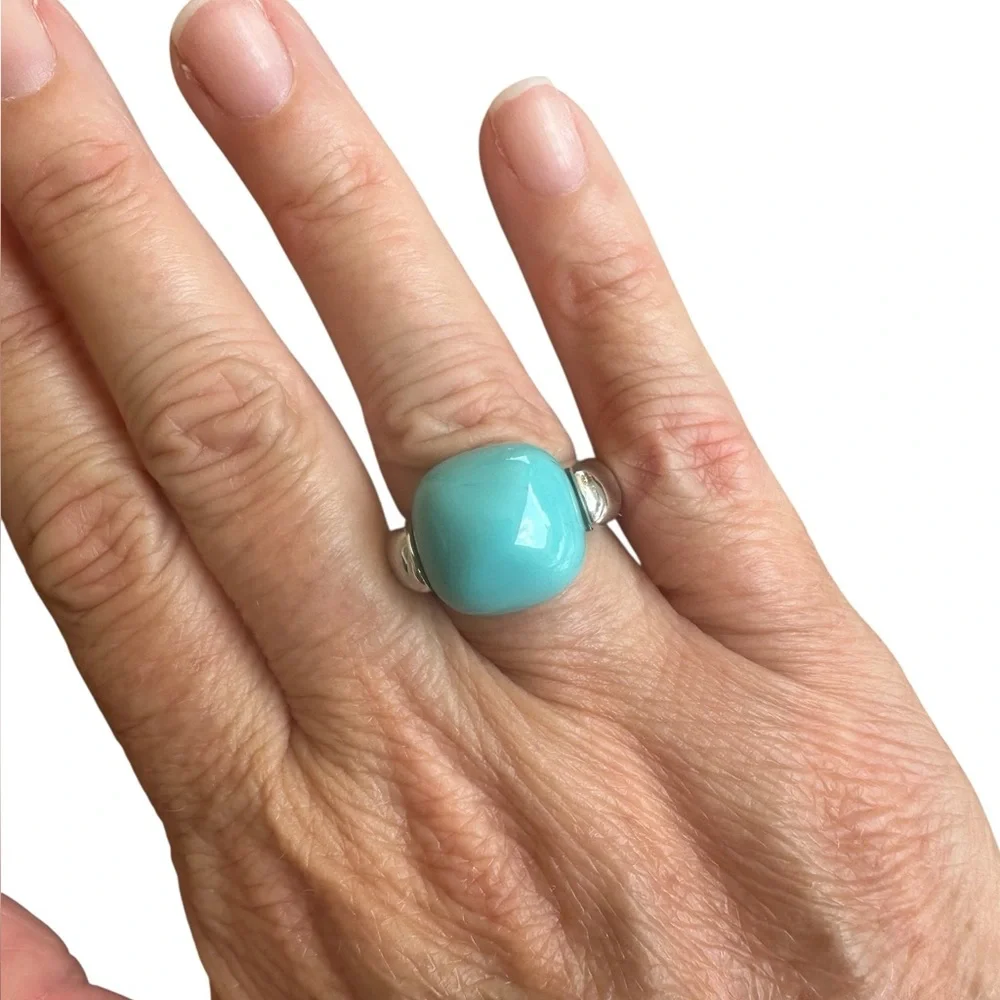 Chunky Turquoise and Silver Boho Ring